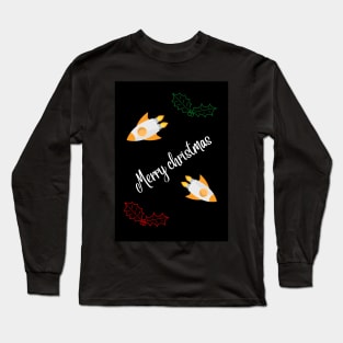 Space rocket merry christmas print Long Sleeve T-Shirt